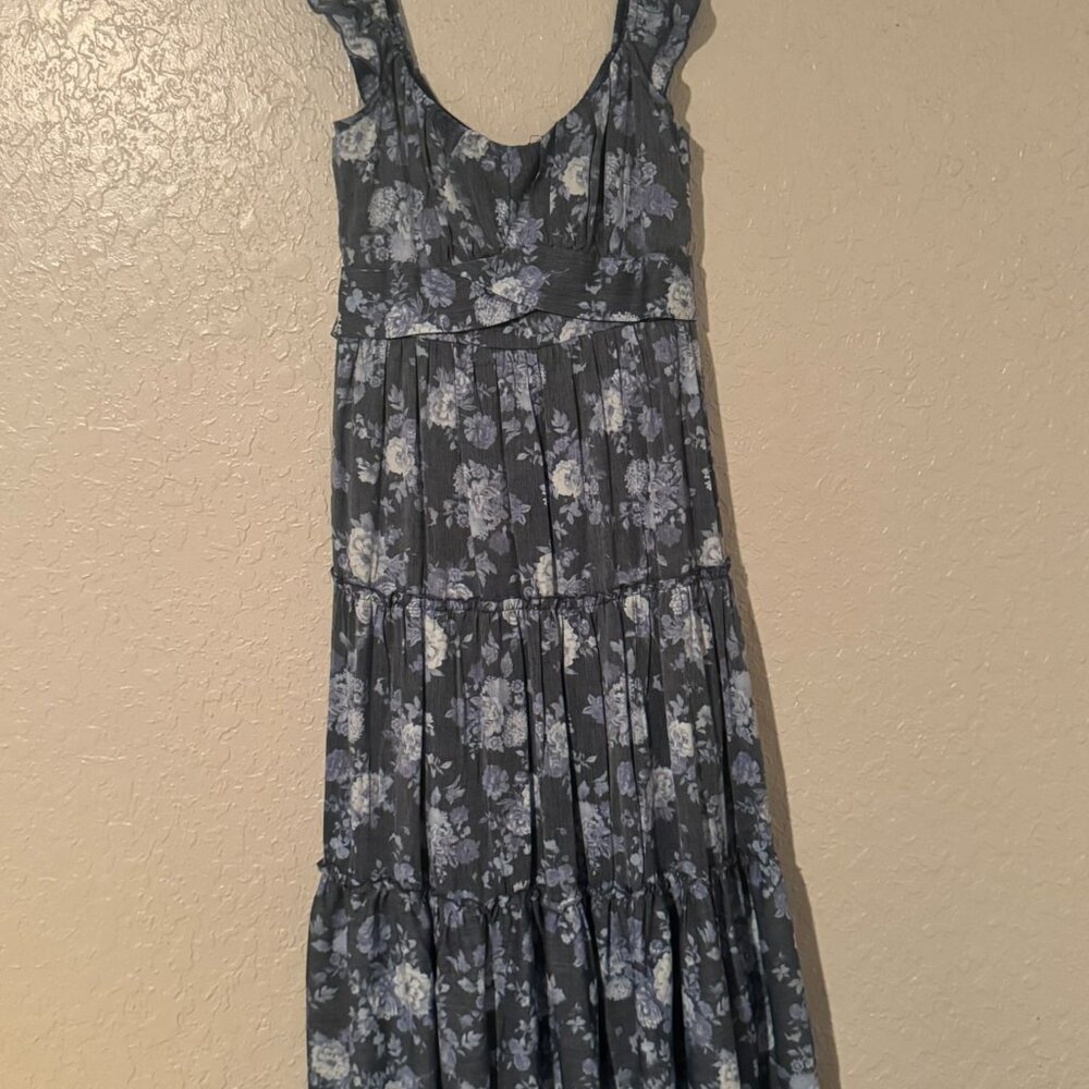 NWT Trixxi for Francesca’s Christabel Blue Floral Midi Dress – Size Large - Picture 2 of 5